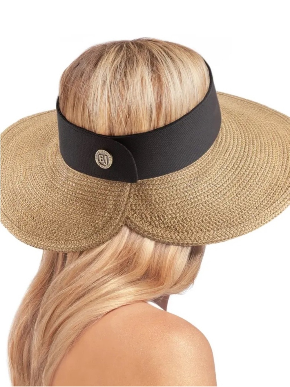 ERIC JAVITS SQUISHEE HALO HAT NATURAL/BLACK ONE SIZE ADJUSTABLE - Picture 3 of 14
